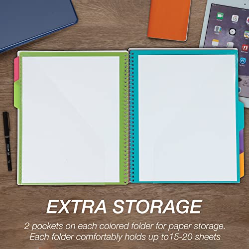 Image of Samsill Spiral Folder Organizer - 5 Dividers & 10 Pockets with Notepad Holder, Multi Pocket Color Cordinated Folder Binder with Customizable Tabs, Document Organizer (Fashion)