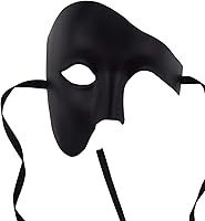 Vista 7 de KEFAN Máscara para hombre de mascarada, máscara de media cara del fantasma de la ópera Negro