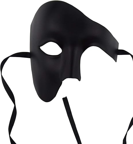 Miniatura 7 de KEFAN Máscara para hombre de mascarada, máscara de media cara del fantasma de la ópera Negro