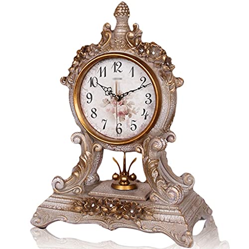 Pendules de cheminée Horloge de Table Horloge de Table Table rétro sans tic-tac à Piles Mouvement Silencieux Verre Haute définition Chambre à Coucher Salon Décoration d'intérieur Cover