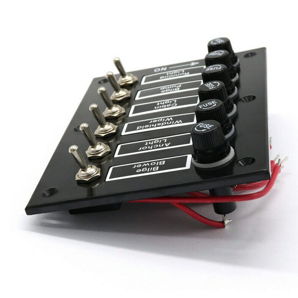 Pannello interruttore a bilanciamento 6 marce da 12/24 V impermeabile con presa USB doppia, caricabatterie, voltmetro, adatto per barca, marina, yacht, camper