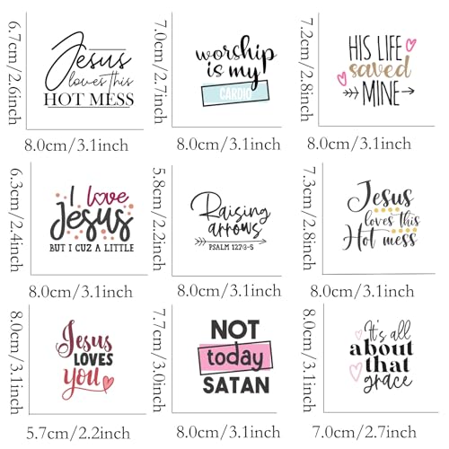 9pcs Jesus Letters Not Today Satan Iron On Decals Thermal Transfer Stickers for Clothing Appliqued Iron On Transfer Designs Heat Press Vinyl for Shirts Pillow Covers — view 2