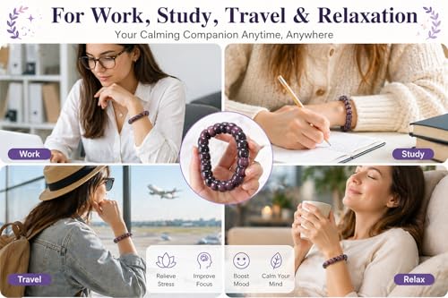 Image of Fidget Bracelet Fidget Adults Anxiety Relief Items Bodhi Beads Jewelry Stretch Sensory Beaded Bracelets for Women Men Christmas Stocking Stuffers