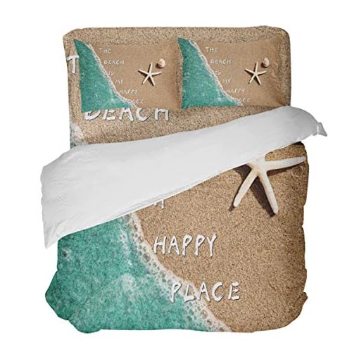LOVE HOME DAY Summer Coastal Beach Sand Starfish Bedding Sets Twin The Beach is My Happy Place Ultra Soft 4 Pieces Duvet…