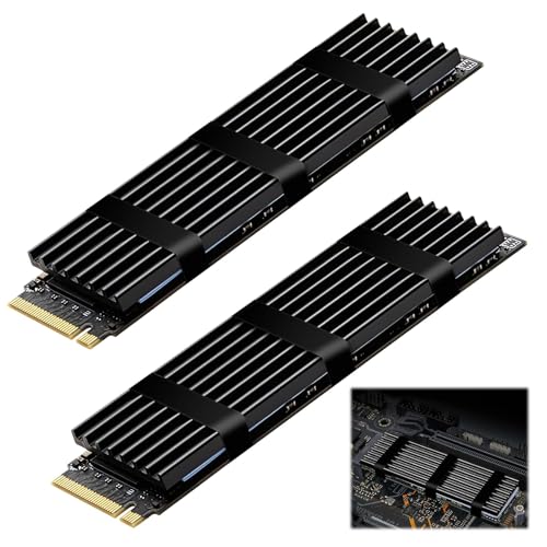 2 Pack NVMe Heatsink Cooler Aluminum M.2 Heatsink for 2280 M.2 SSD with Thermal Pad for PC/PS5/PS5 Slim Installation Heat Sink Cooling Sink 70x22x3mm Black
