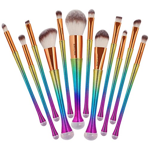 Makeup Brushes Kit Cosmetics Set, DETALLAN 12pcs Mermaid Makeup Brushes Kabuki Foundation Powder Cream Eyebrow Eyeliner Blush Cosmetic Concealer Brush