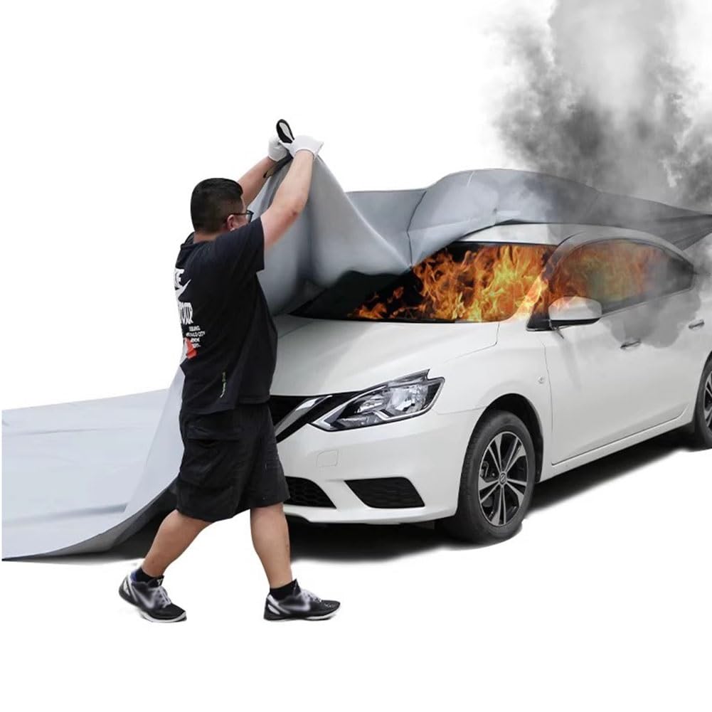 Ynbshgaa Grey Large Emergency Fire Blanket For Car, Truck, Ev Fire Safety & Survival - Fiberglass,-6X6m/19.7X19.7ft