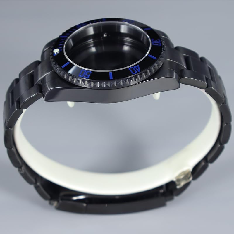 40mm Mechanical Men SUB Black Steel Diver Watch Case Rotating Bezel for NH35 NH36 Miyota8215 Movement Watch Parts