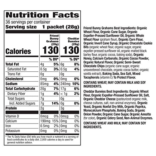 Annie's Organic, Snack Variety Pack, Cheddar Bunnies And Bunny Grahams, 1 Oz, 36 Ct #TOP7