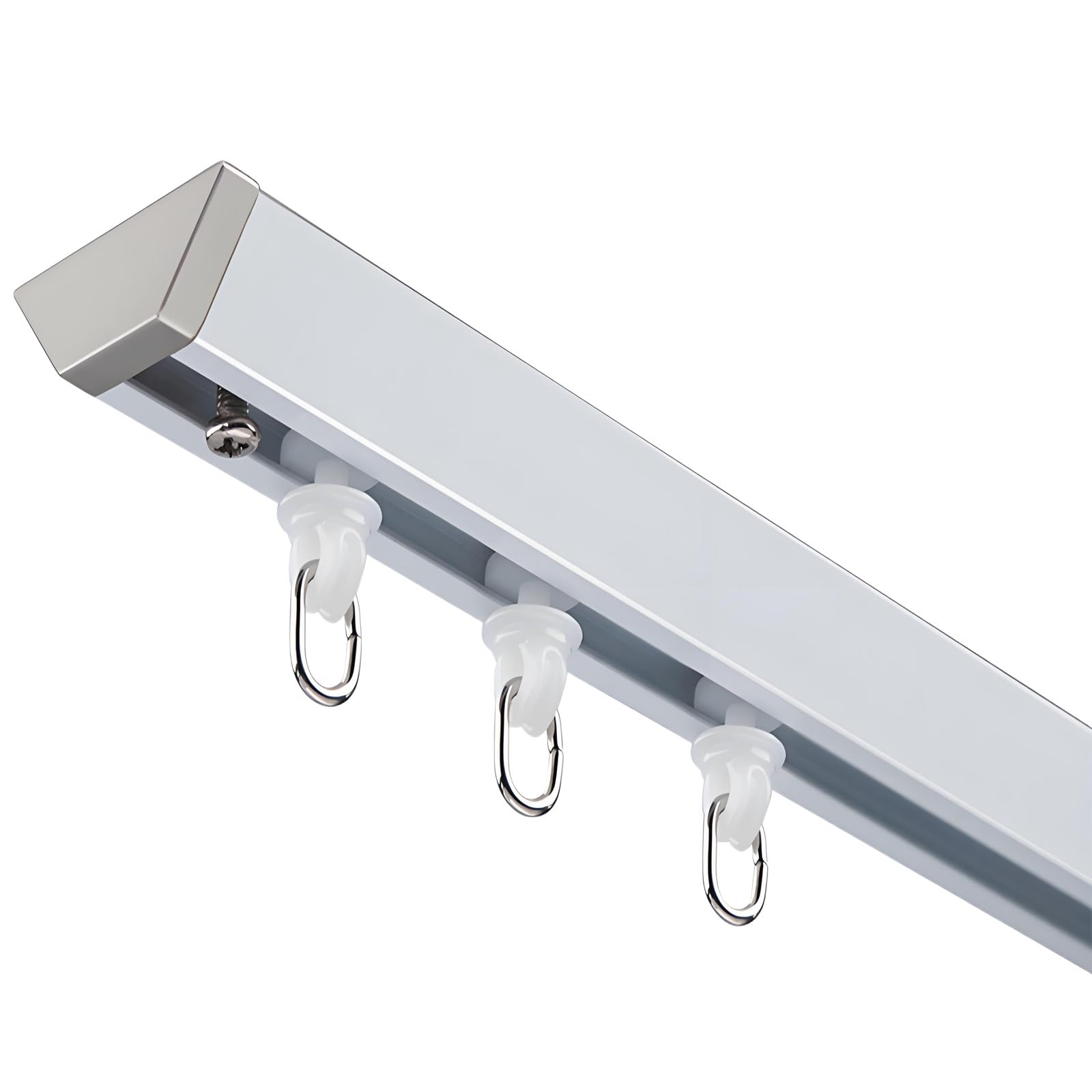 Tringle à rideaux pour plafond blanc 260 cm rail en V pour baie vitrée d'angle