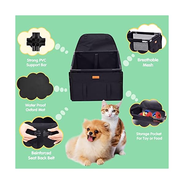 SWIHELP-Small-Dog-Car-Seat-Puppy-Pet-Car-Booster-Seats-for-Back-and-Front-Seat-with-Whole-Sturdy-PVC-FramePet-Car-Seat-for-Under-14-lb Pet Car Booster Seats