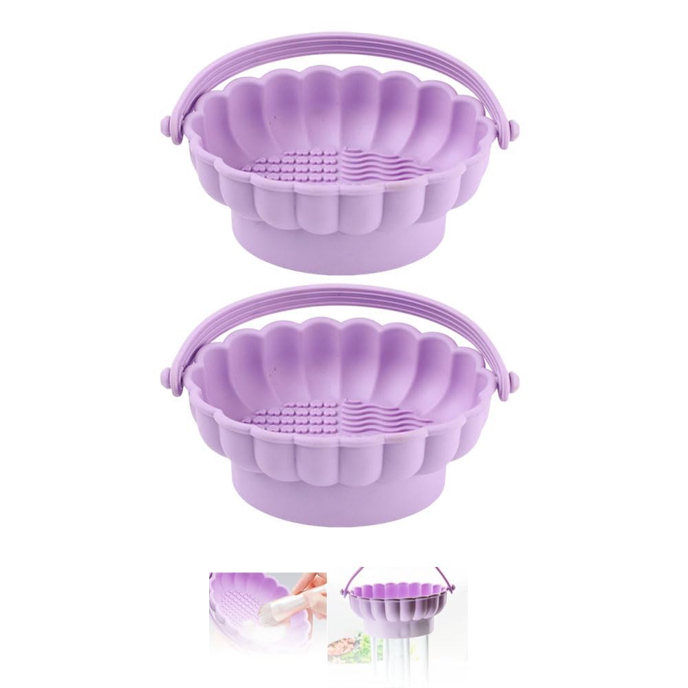CARTZILLA Makeup Brush Cleaner Mat 3-in-1 Silicone Cleaning Bowl & Drying Rack, Cosmetic Brush Cleaning Tool with Organizer Storage, Portable Makeup Brush Cleaner (Purple)