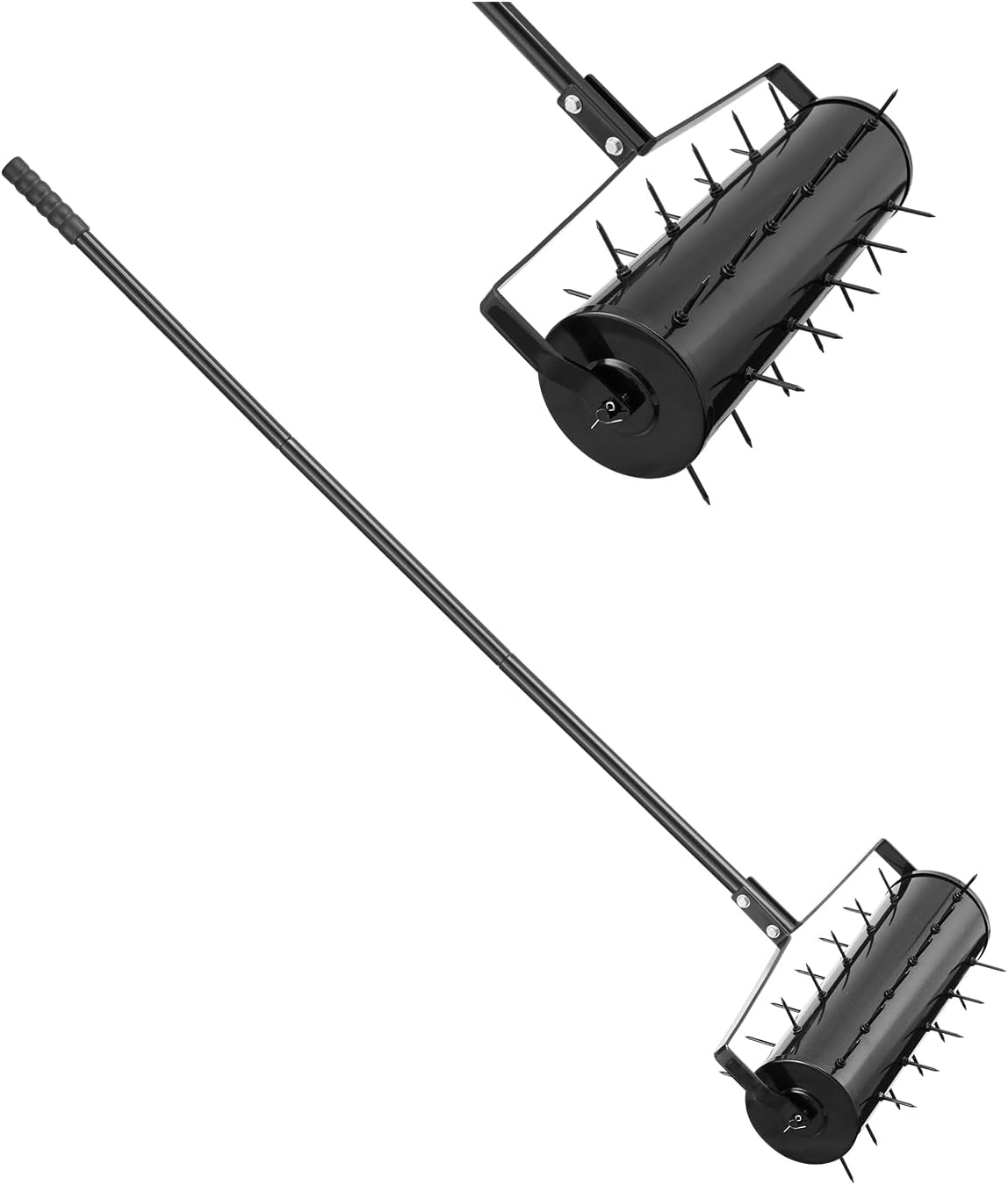 VEVOR Rolling Lawn Aerator, 21-inch Heavy-Duty Manual Rolling Aerator Lawn with Detachable Handle and 33 Iron Spikes, Rolling Lawn Aeration Tool for Garden Patio Yard Compacted Soils and Lawns, Black Rolling 21-inch