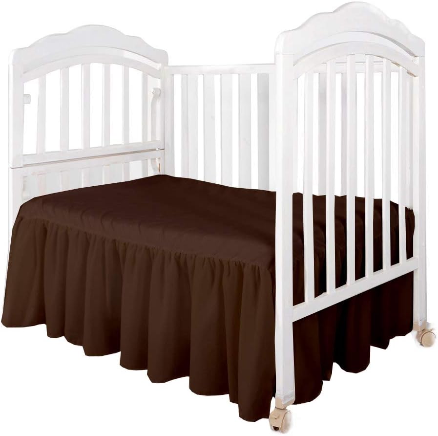 Crib Bed Skirt for Baby Boys or Baby Girls, for Nursery Crib Toddler Bedding - 14" Drop (Chocolate)