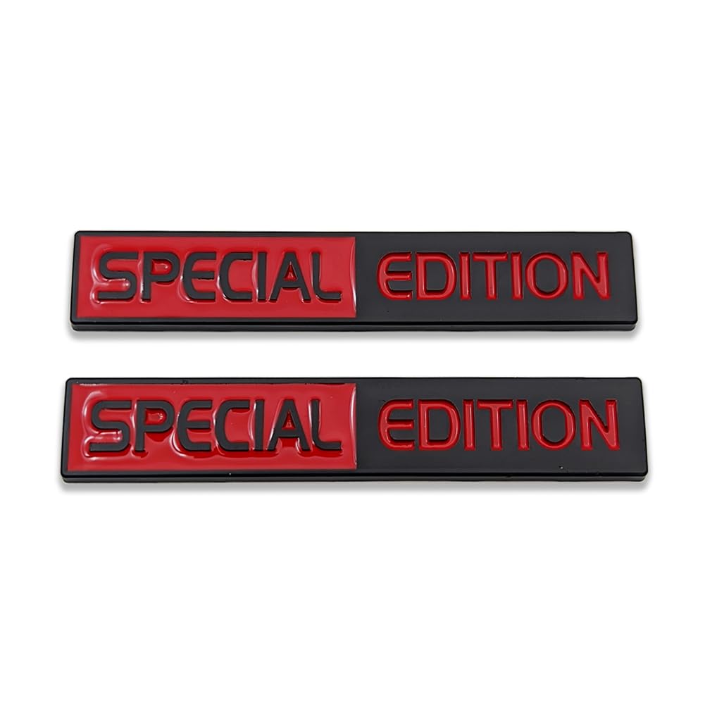 2 emblemas de metal de edición especial 3D en color negro y rojo para tuning de coches de carreras