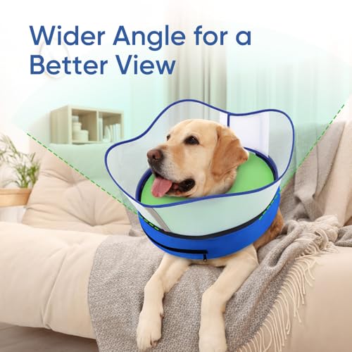 Image of Supet Raised Inflatable Dog Cone Collar to Stop Licking, Soft Dog Cone Alternative for Small Medium Large Dogs, Doggie Donut Collar After Surgery