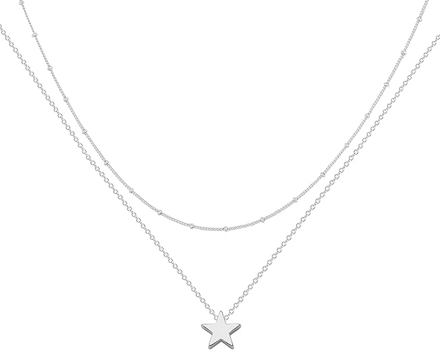 Jenosy Dainty Necklace for Women Personalised Necklace for Women 18K Gold Plated Necklace Adjustable Gold or Silver Choker Necklace Gold Layered Necklace Trendy Party Jewellery Gift