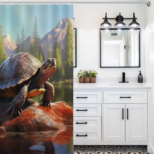 Rideau de douche tortue de mer imperméable lavable avec crochets