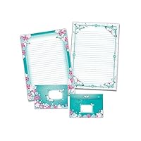 3 Briefblöcke A4 Zum Ausmalen - Schmetterlinge Blumen Für Mädchen