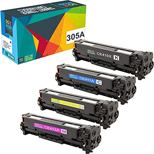 Do it Wiser 4 Pack Compatible for HP 305A CE410X CE411A CE412A CE413A Toner Cartridge for use with HP LaserJet Pro 400 Color MFP M451nw,M451dn, M451dw, MFP M475dn, MFP M475dw, Pro 300 Color MFP M375nw
