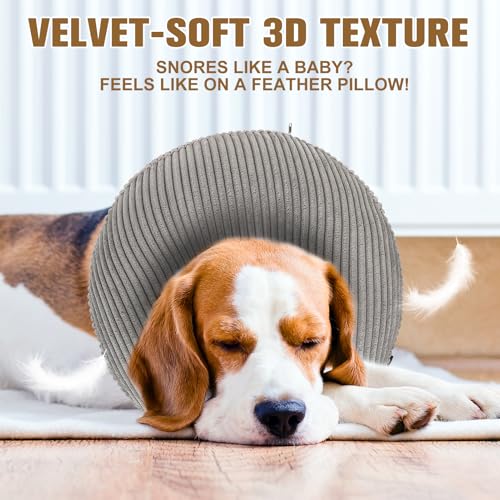Image of BINGPET Inflatable Dog Cone Collar Alternative After Surgery,Soft Recovery Cone for Dogs to Stop Licking,Dog Blow up Protective Neck Donut ECollars Adjustable for Large Medium Small Pet,Upgrade M Grey