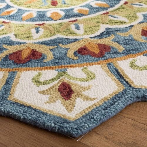 Image of Sifa Carpet Traditional Floral Round Area Rug - Hand-Tufted New Zealand Wool Circular Carpet for Dining Room & Bedroom Weight -87 Pund, Size-12x12 Feet (144x144 Inch Round)