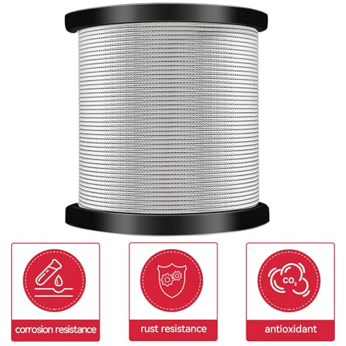 1/4" Stainless Steel Cable,7x19 Strand Aircraft Wire Rope,Cable for and Outdoor Pulley Cables,Breaking Strength 6400 Ibs (1, 200FT) by TGPRDT - Image 4