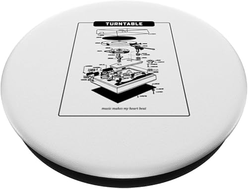 Miniatura 2 de Turntable - Music Makes My Heart Beat (Retro Graphic) PopSockets Adhesive PopGrip