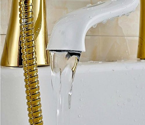 Robinet mitigeur de baignoire or et blanc Gowe haut de gamme - 3