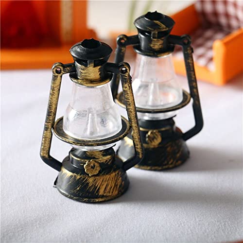 1Pc Miniature Lamps For Dollhouse,Doll House Miniature Retro Oil Lantern Dollhouse Accessories Scene Ornaments(Type 2-With Light) #TOP5
