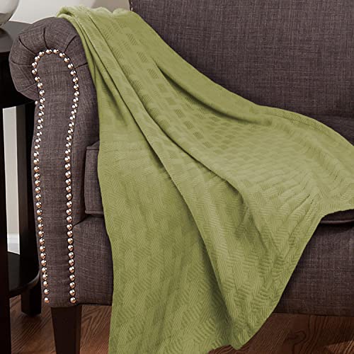 Superior 100% Cotton All-Season Blanket, Basket Weave Design, Soft, Comfy Cover For Bed, Bedding, Bedroom, Couch Throw, Lounging, Modern Boho Medium Weighted Blankets, Full/Queen, Sage #TOP2