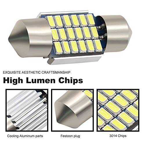 Autolizer 31Mm De3175 Led Light Bulb 18-Smd Bright White 3014 Chipsets 12V - De3175 De3021 De3022 3175 Led Bulbs For Interior Festoon Map Dome License Plate Lights Lamps #TOP3