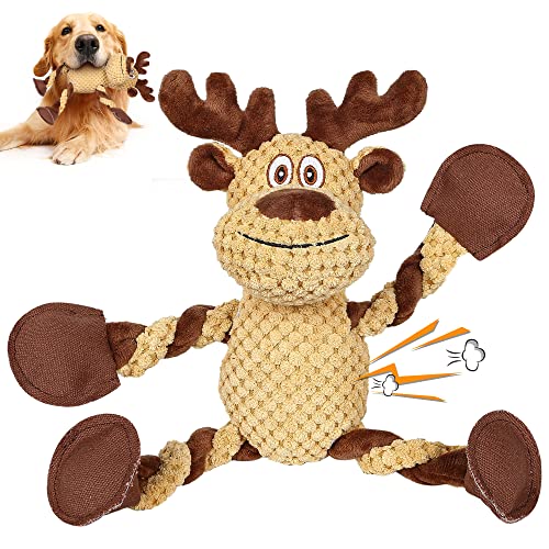 BUYPOW-Dog-Toys-for-Large-Dog-Plush-Squeaky-Medium-Small-Dog-Toys-Stuffed-Animals-Puppy-Toys-Funny-Cute-Dog-Gifts-for-Dog-Birthday-Presents-Elk