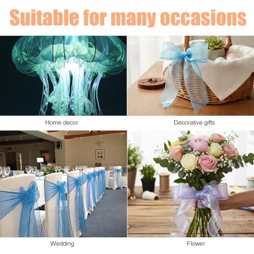 6 Rollen Geschenkband, 40mm x 9m Geschenkband Breit Transparentes Schleifenband Schillerndes Organzaband Chiffonband für Geschenkverpackungen Basteln Schleifen Hochzeitseinladungen(6 Farben)