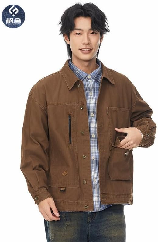 Men's Retro Workwear Jacket with Loose Fit