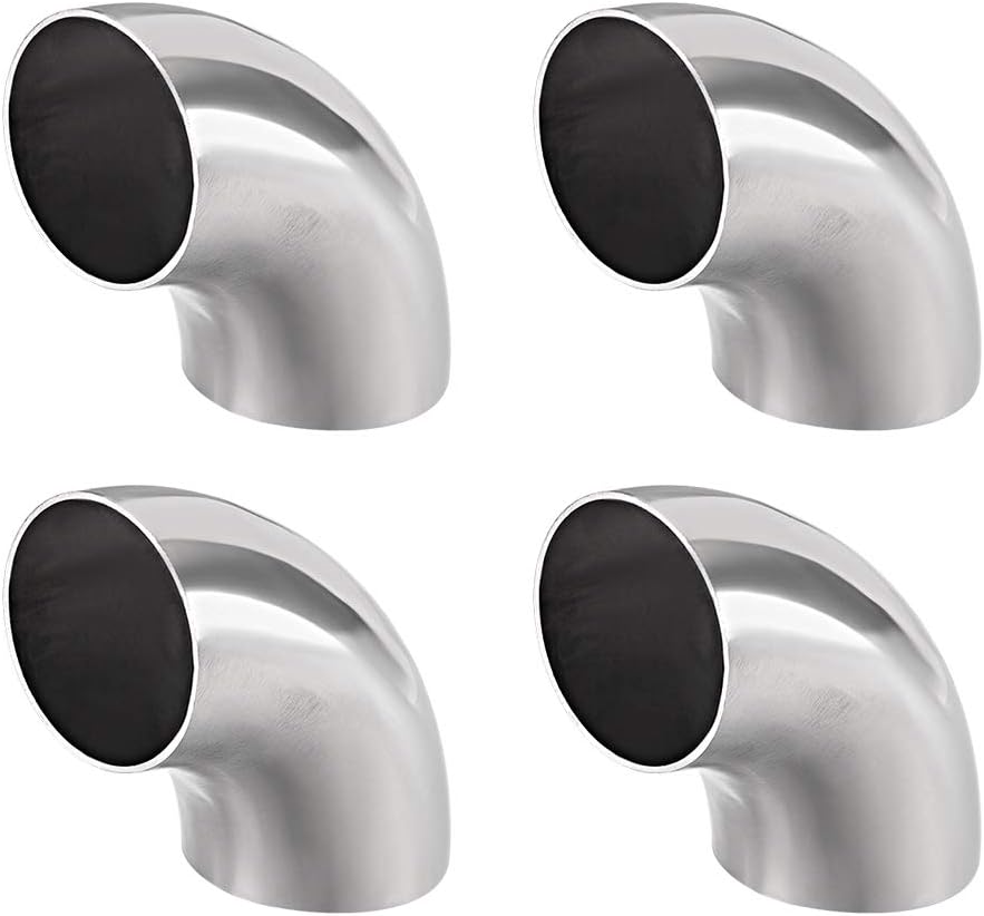 uxcell Stainless Steel 304 Pipe Fitting Long Radius 90 Degree Elbow Butt-Weld 1-1/2-inch OD, 0.85mm Thick Pipe Size 4pcs