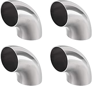 sourcing map Stainless Steel 304 Pipe Fitting Long Radius 90 Degree Elbow Butt-Weld 1-1/2-inch OD, 0.85mm Thick Pipe Size 4pcs