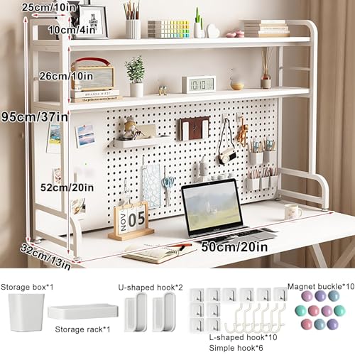 Estantes de escritorio organizador de almacenamiento de 2 niveles para suministros de oficina, estantería de escritorio de metal, estante de escritorio multiusos - imagen 2