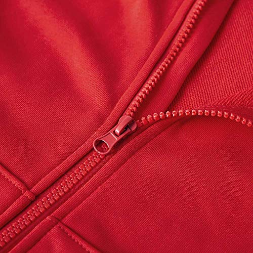 Spring&Gege Youth Solid Full Zipper Hoodies Soft Kids Hooded Sweatshirt For Boys And Girls Size 11-12 Years Red #TOP4