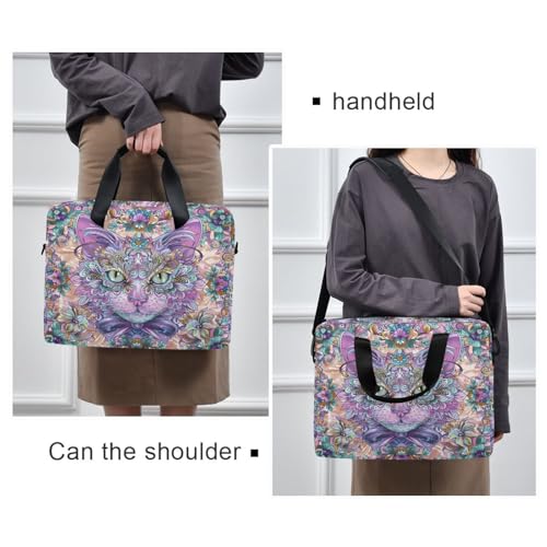 Maletín portátil para laptop 15.6 pulgadas con diseño Boho gato morado miniatura 2