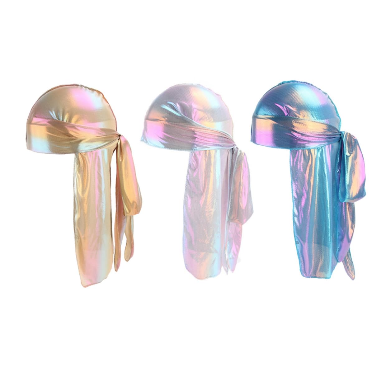 LIFKOME 9piezas Turbante Mujer De Tela Simulada De Seda Reflejada Para Casa y Exterior Azul y Dorado