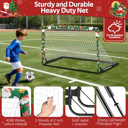 Image of Kids Soccer Goals for Backyard Set - 2 of 4' x 3' Portable Soccer Goal Training Equipment, Pop Up Toddler Soccer Net with Soccer Ball, Soccer Set for Kids and Youth Outdoor Games, Sports, Play