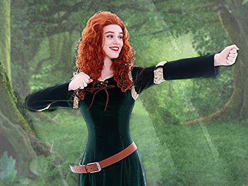 Missuhair Women Ginger Wig Fluffy Long Reddish Brown Spiral Curly Hair Halloween Cosplay Costume Wig #TOP1