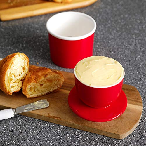Sweese French Butter Dish With Lid - Butter Crock For Counter With Water Line For Spreadable Butter - No More Hard Butter - Red , No. 305.104 #TOP7