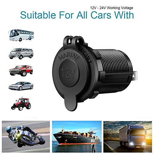 Cigarette Lighter Socket Car Marine Motorcycle ATV RV Lighter Socket Power Outlet Socket Receptacle 12V Waterproof Plug (LED Blue) by ZHSMS - Thumbnail 6