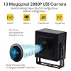 13mp Wide Angle USB Camera with Microphone for Computer 100degree No Distortion Lens Webcam Mini UVC USB2.0 PC Camera Industrial Video Audio USB with Camera for Raspberry Pi Laptop Android