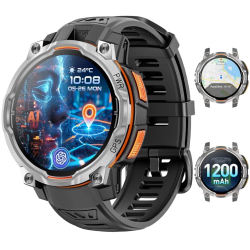 Smart Watches for Men GPS & Offline Maps,1.46''Military Smartwatch 1200mAh