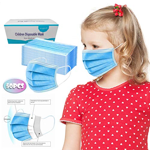 MaNMaNing Niños Mascarillas 50 Unidades con Elástico para Los Oídos 20200704-MANING-AZ50
