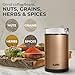 Kaffe One-Touch Coffee Grinder Electric w/Cleaning Brush (3 oz) - Stainless Steel - Coffee Grinders for Home Use - Up to 12 Cups of Coffee per Grind - Easy On/Off Coffee Bean Grinder - Copper