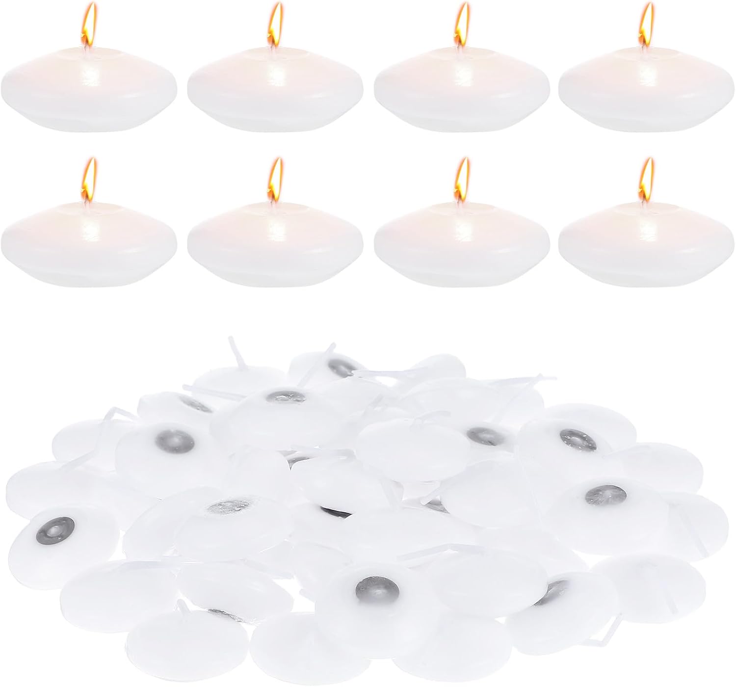 50pcs Mini Floating Candles Paraffin Wax Round Christmas